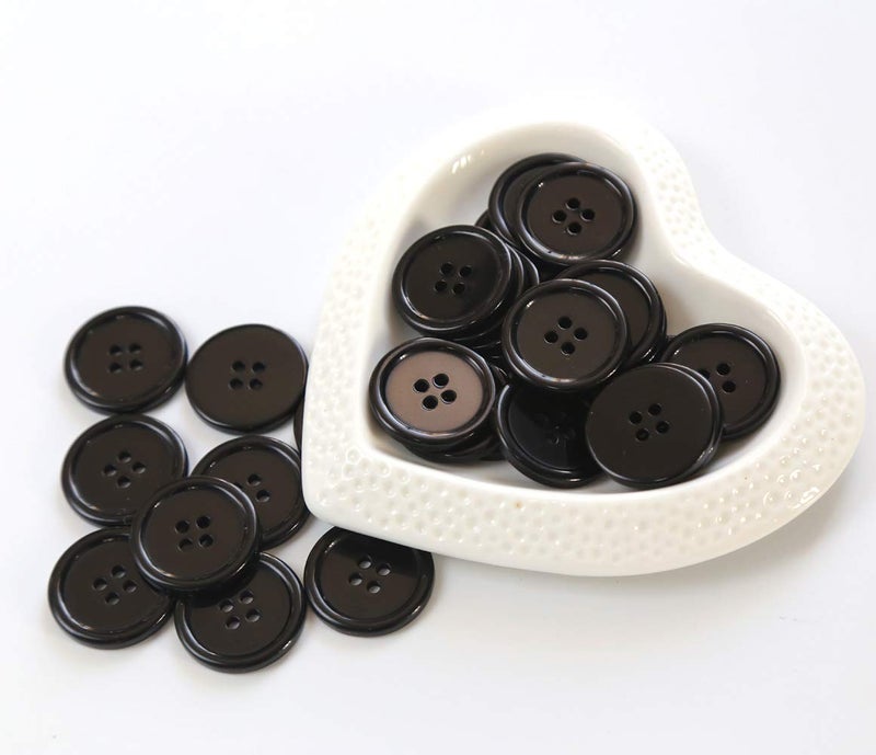 GANSSIA 1 Inch (25mm) Black Resin Buttons Sewing Flatback Button for Garment DIY Craft Decoration Pack of 50PCS - Image 3